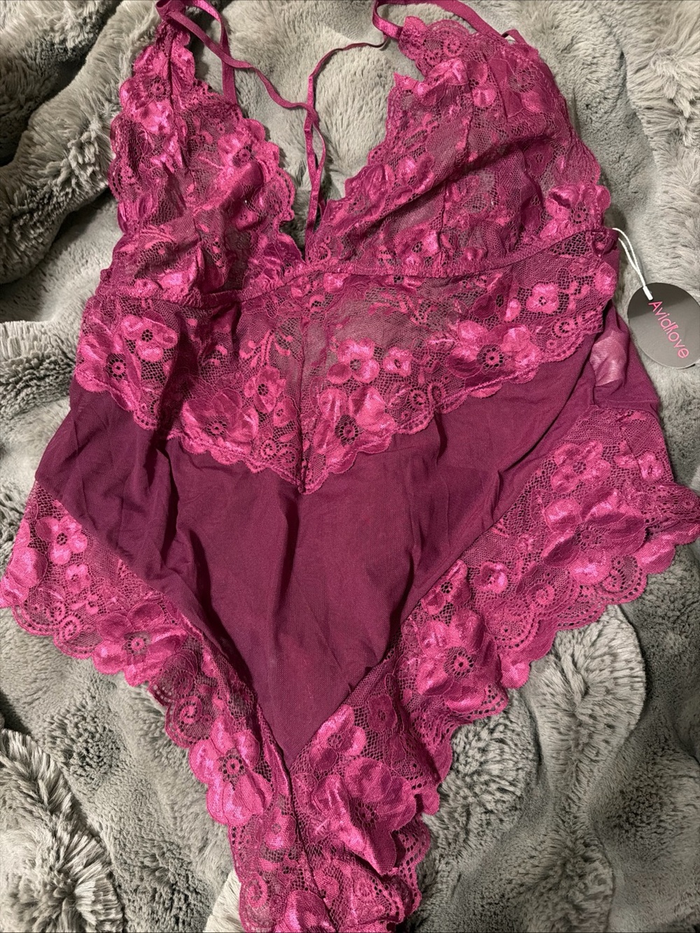 Avidlove  Lingerie Deep V Teddy Lingerie Lace Bodysuit One Piece Mini 4XL Bb